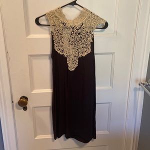 Black Mini Dress with Lace Detail, Open Back